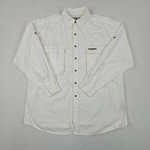 Hook & Tackle Mens XL White Long Sleeve Fishing Shirt Performance Quick Dry